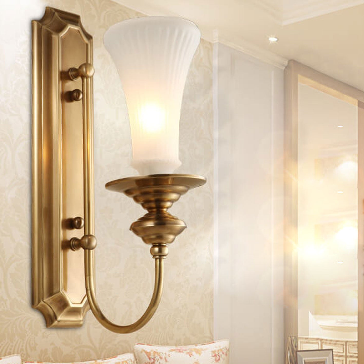 Modern Light Luxury All Copper Glass Petals 1/2-Light Wall Sconce Lamp