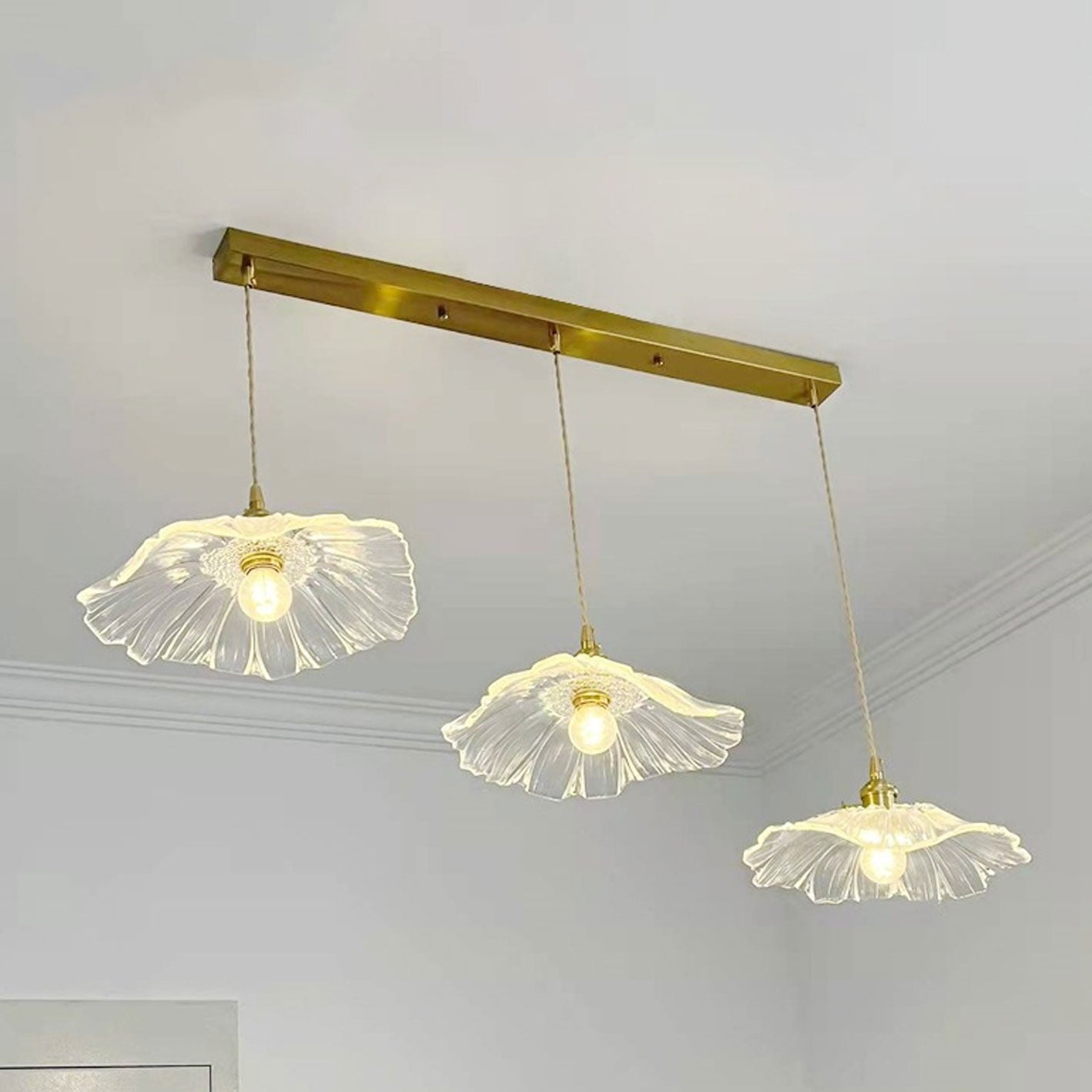 Nordic Light Luxury Brass Glass 1/3-Light Pendant Light