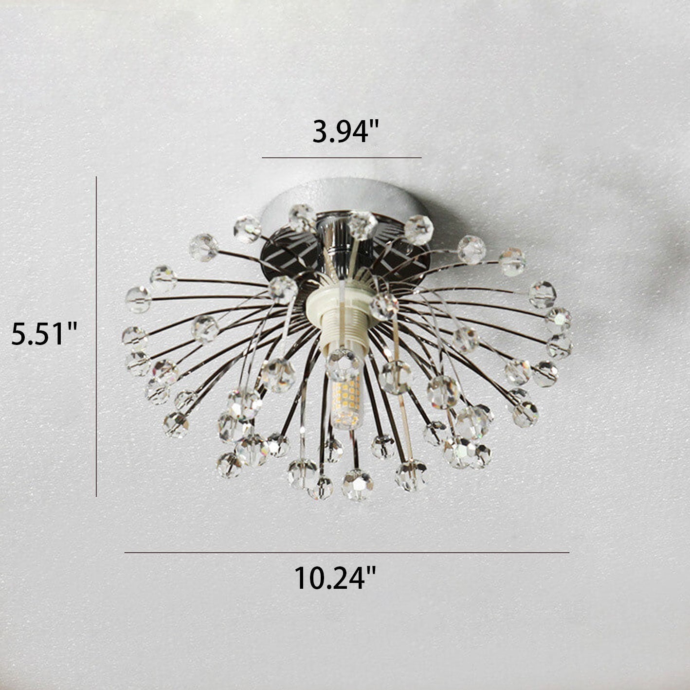 Nordic Light Luxury Crystal Dandelion 1-Light Semi-Flush Mount Ceiling Light