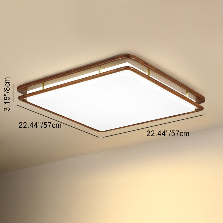 مصباح سقف LED دائري هندسي حديث بسيط من خشب الجوز الأكريليك لغرفة المعيشة