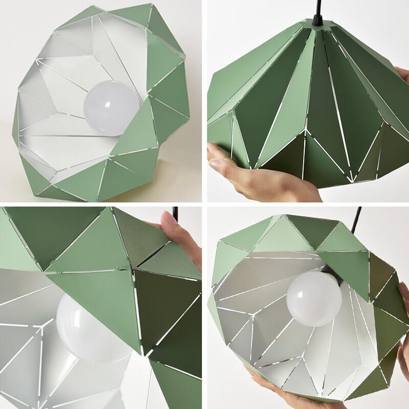 مصباح معلق معدني على شكل هندسي من الماكارون النوردي مزود بمصباح واحد