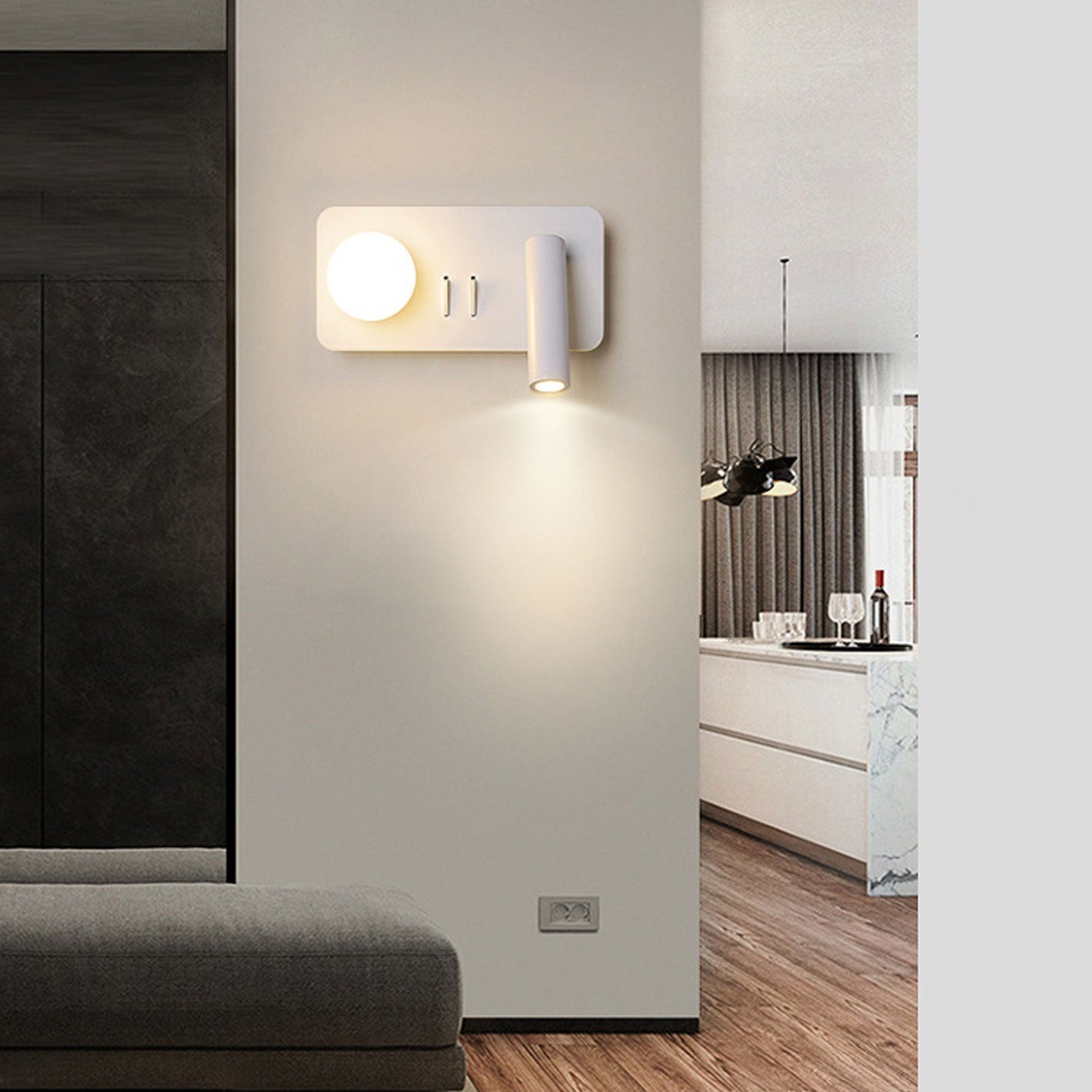 مصباح حائطي LED للقراءة مصنوع من الحديد الأكريليكي دائري/مربع بتصميم بسيط على الطراز الاسكندنافي