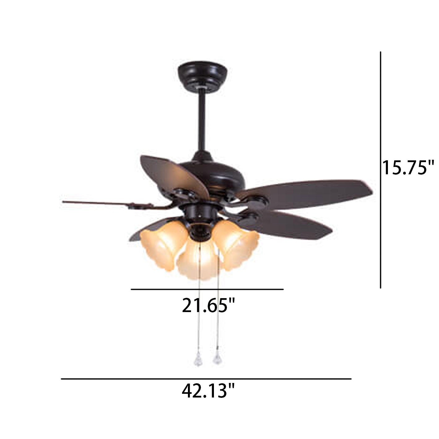 European Vintage Bell Shade Downrods Ceiling Fan Light