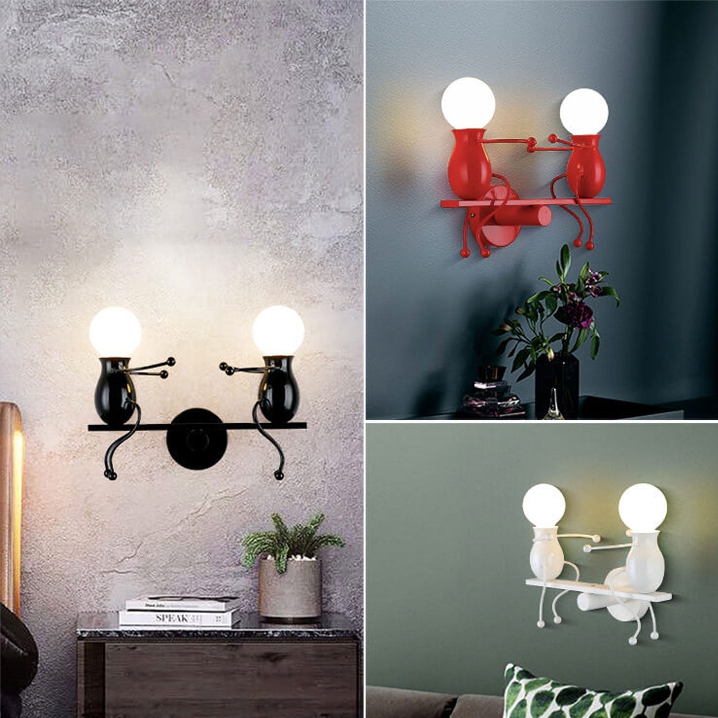 Modern Creative Two Little People 2-Light Wall Sconce Lamp