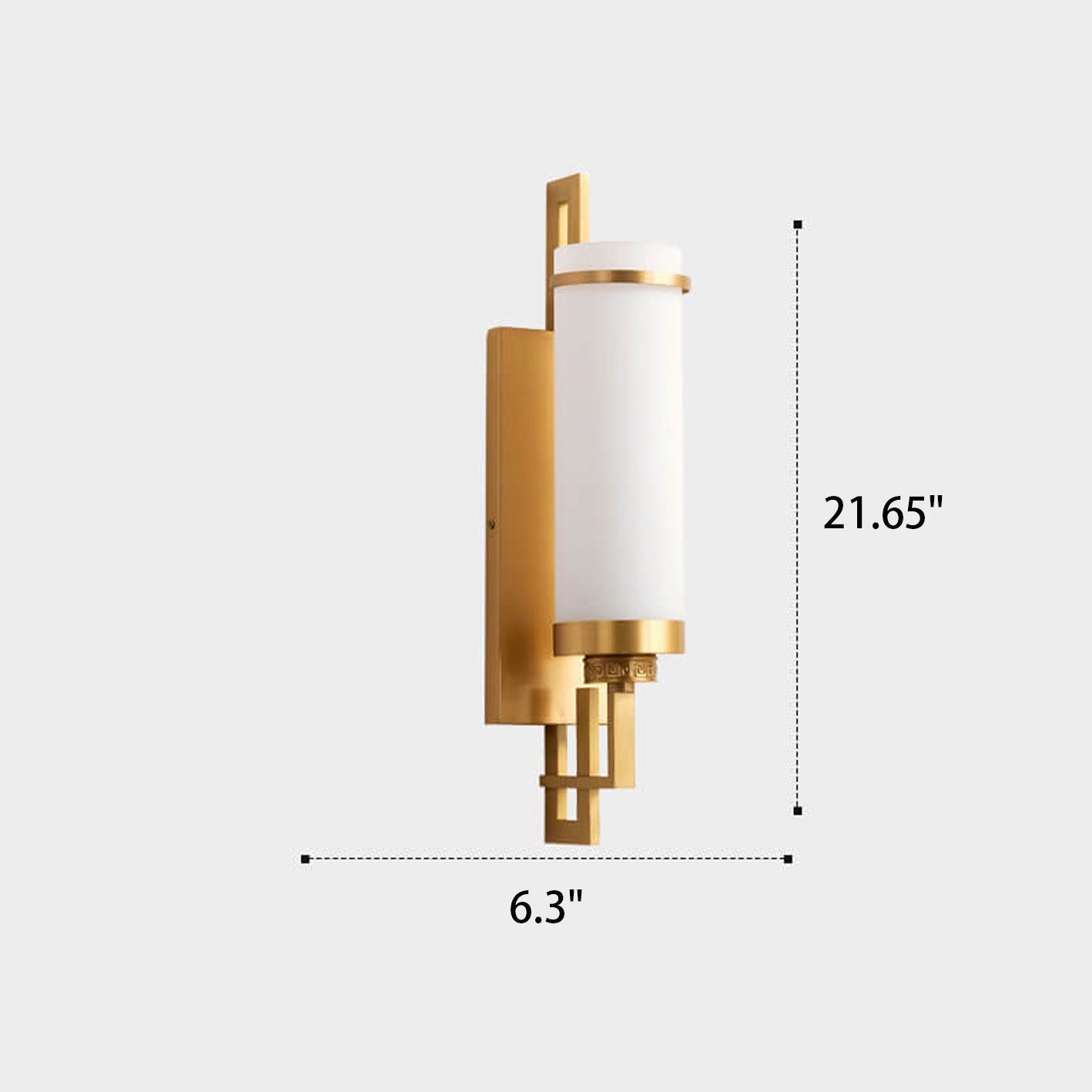 Modern Chinese Simple Glass Full Copper 1-Light Wall Sconce Lamp