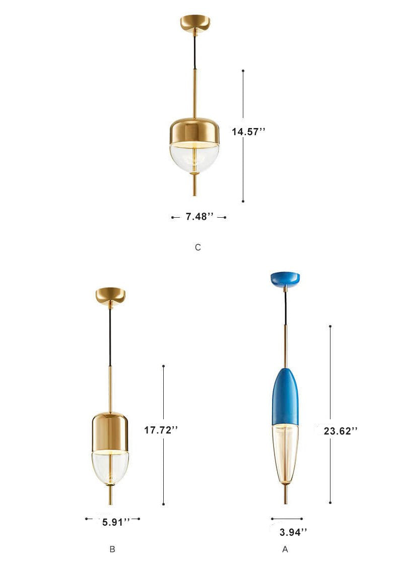 Modern Teardrop Glass 1-Light Minimalist LED Pendant Light