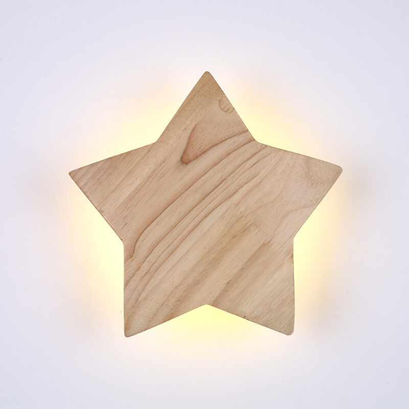 Star Shaped Wooden 1-Light Mood LED Wall Sconce Lamp