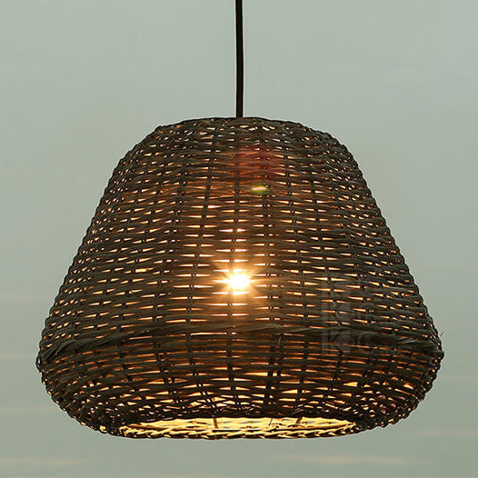 Modern Rattan Vintage Southeast Asian Style 1-Light Pendant Light