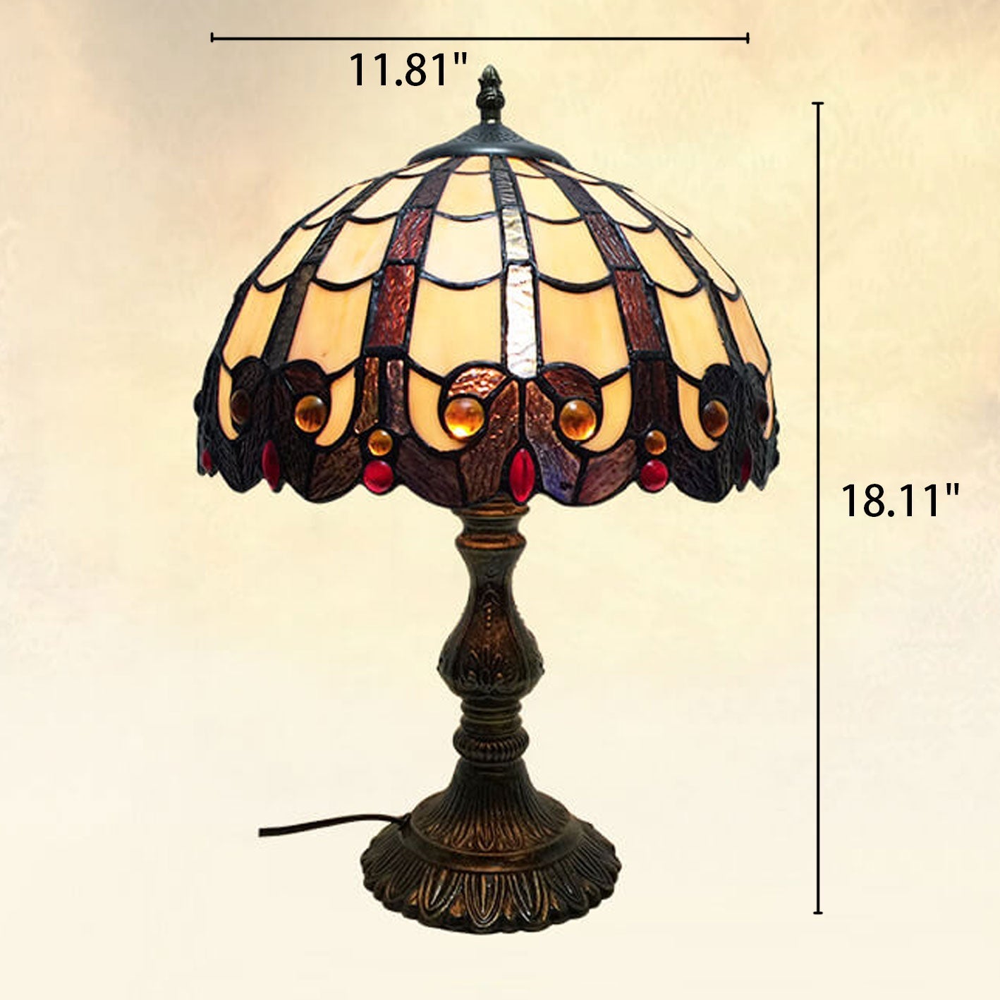 Vintage Tiffany Stained Glass Shade 1-Light Table Lamp