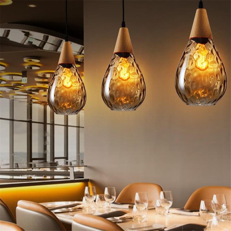Water Ripple Glass 1-Light Drop Shaped Pendant Light