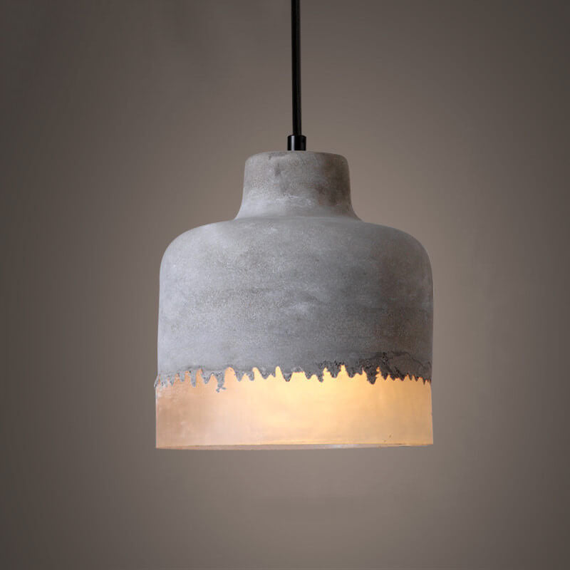 Industrial Minimalist Grey Shade 1-Light Cement Pendant Light