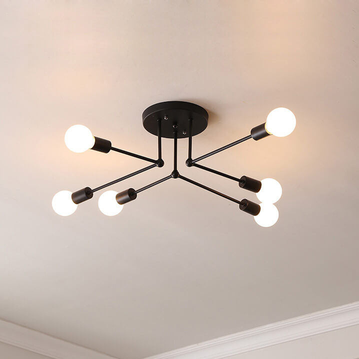 Industrial Concise Linear 6/8-Light Semi-Flush Mount Lighting