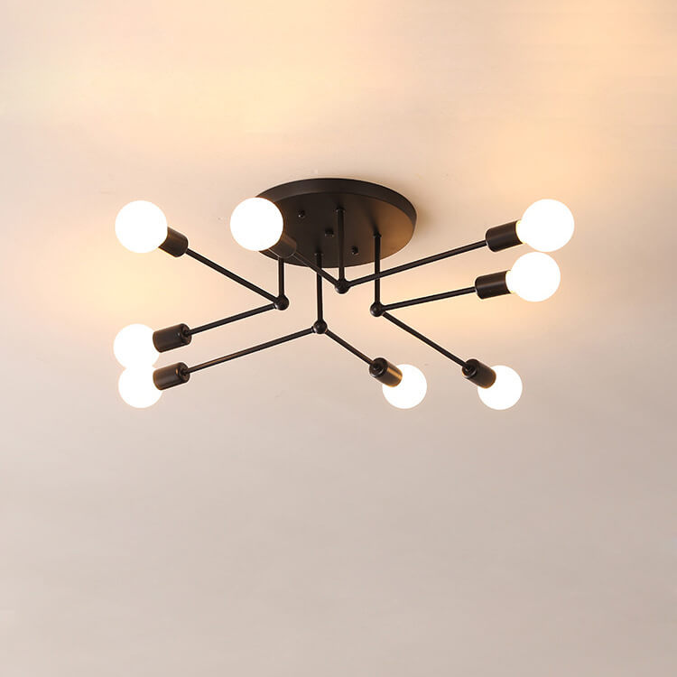 Industrial Concise Linear 6/8-Light Semi-Flush Mount Lighting