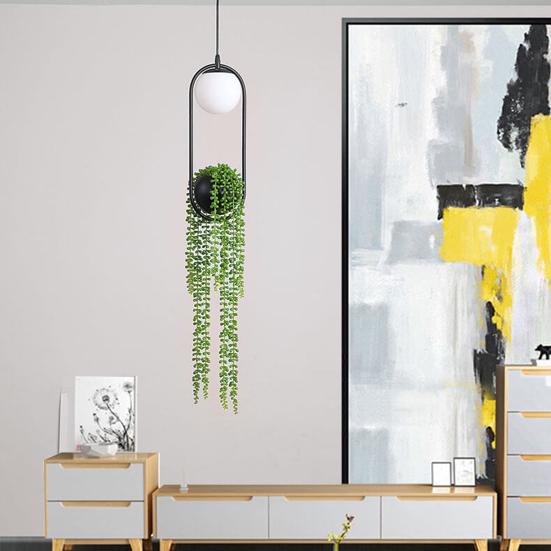 Glass Ball 1-Light Plant Hanging Pendant Light