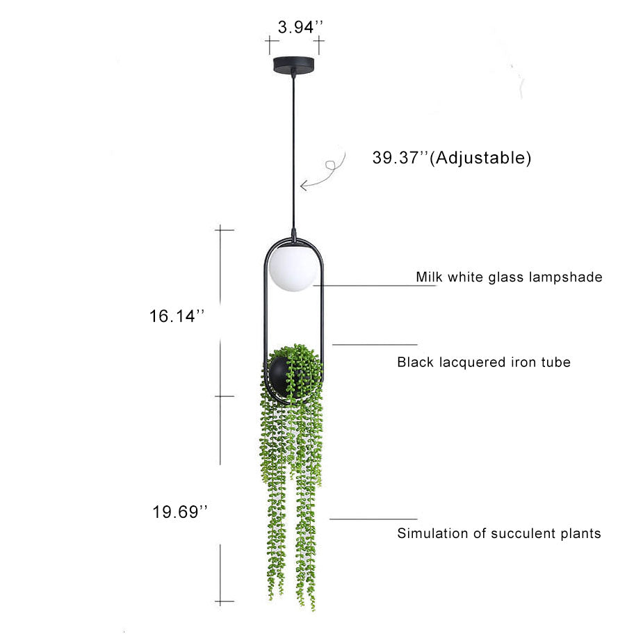 Glass Ball 1-Light Plant Hanging Pendant Light