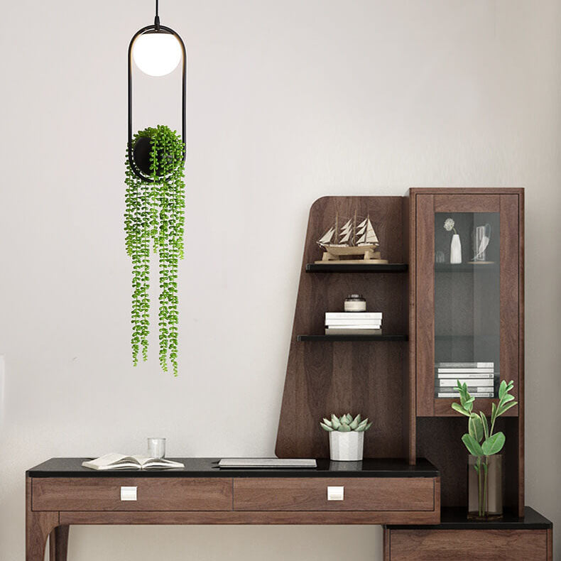 Glass Ball 1-Light Plant Hanging Pendant Light