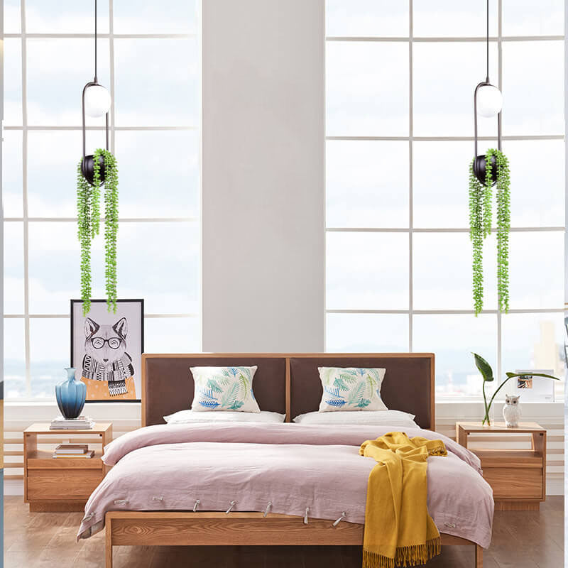 Glass Ball 1-Light Plant Hanging Pendant Light