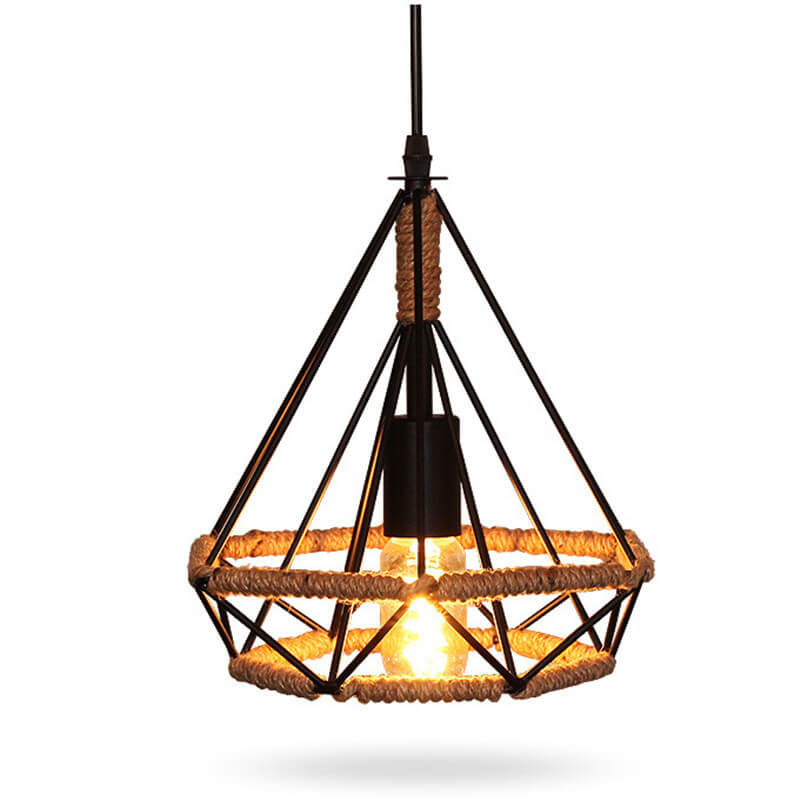 Industrial Diamond Cage Metal 1-Light Pendant Light