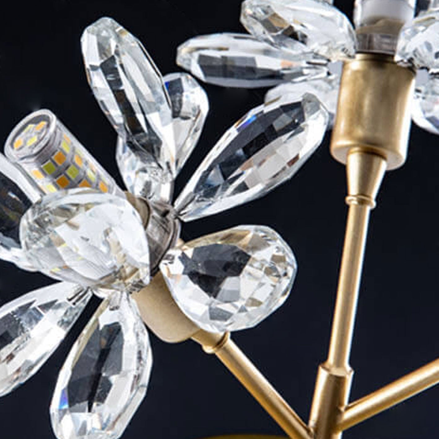 モダンライト 高級クリスタルフラワーデザイン 3灯 セミフラッシュマウントライト