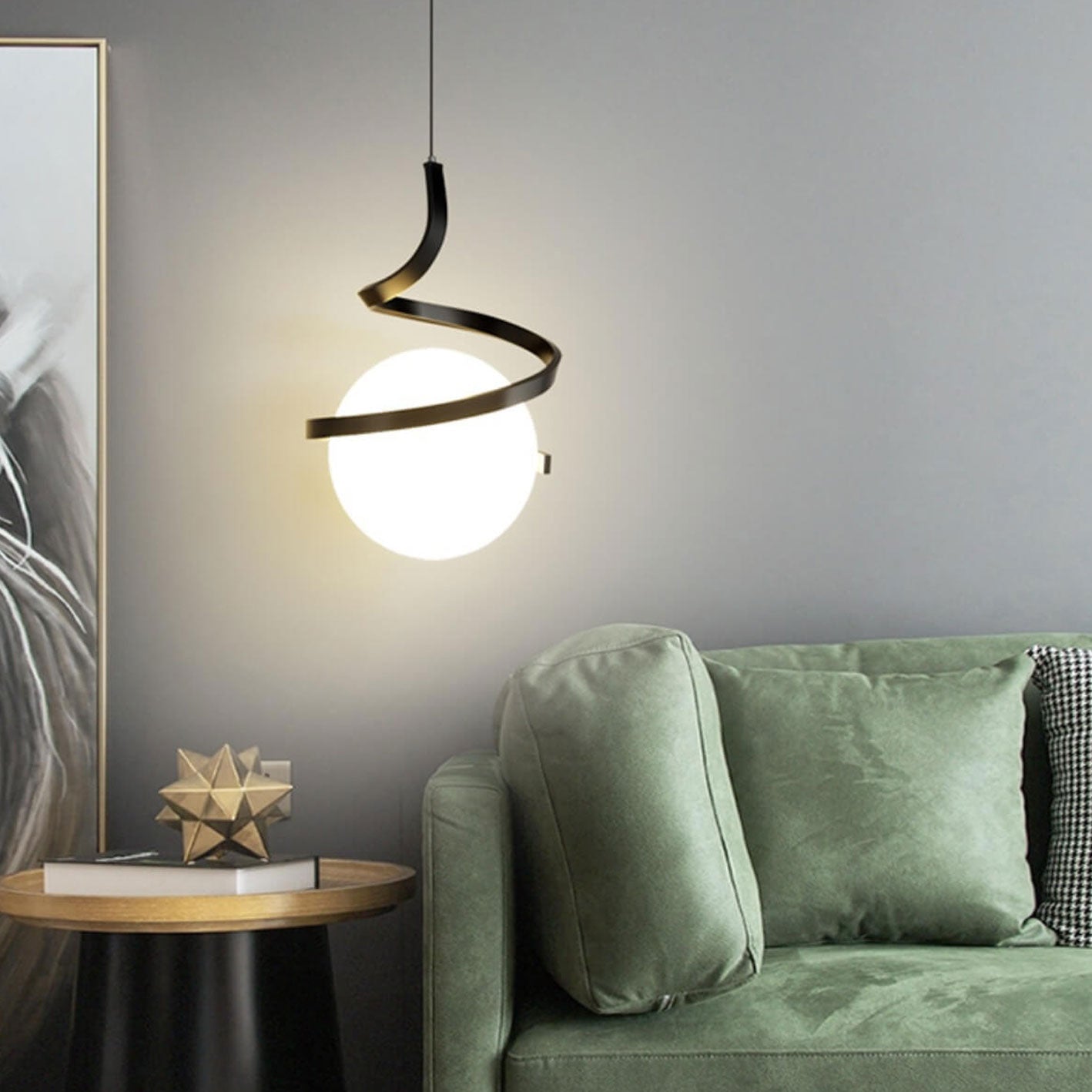 Modern Minimalist Wrought Iron LED Pendant Light
