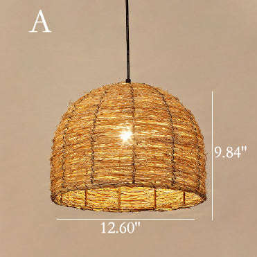 Modern Bamboo Weaving 1-Light Pendant Light