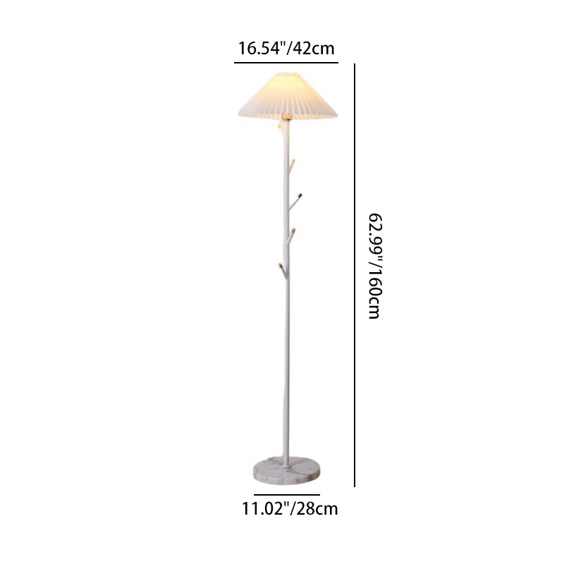 Modern Minimalist Umbrella Iron PVC Fabric Marble 1-Light Standing Floor Lamps For Living Room