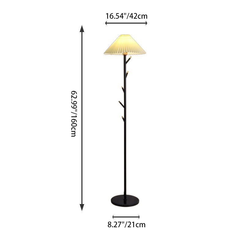 Modern Minimalist Umbrella Iron PVC Fabric Marble 1-Light Standing Floor Lamps For Living Room