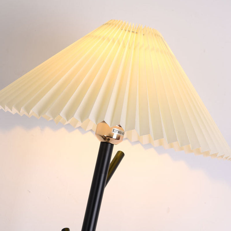 Modern Minimalist Umbrella Iron PVC Fabric Marble 1-Light Standing Floor Lamps For Living Room