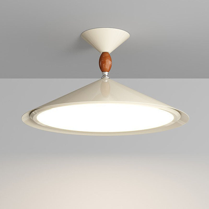 Contemporary Scandinavian Funnel Shape Aluminum Iron Acrylic LED Semi-Flush Mount Ceiling Light For Bedroom