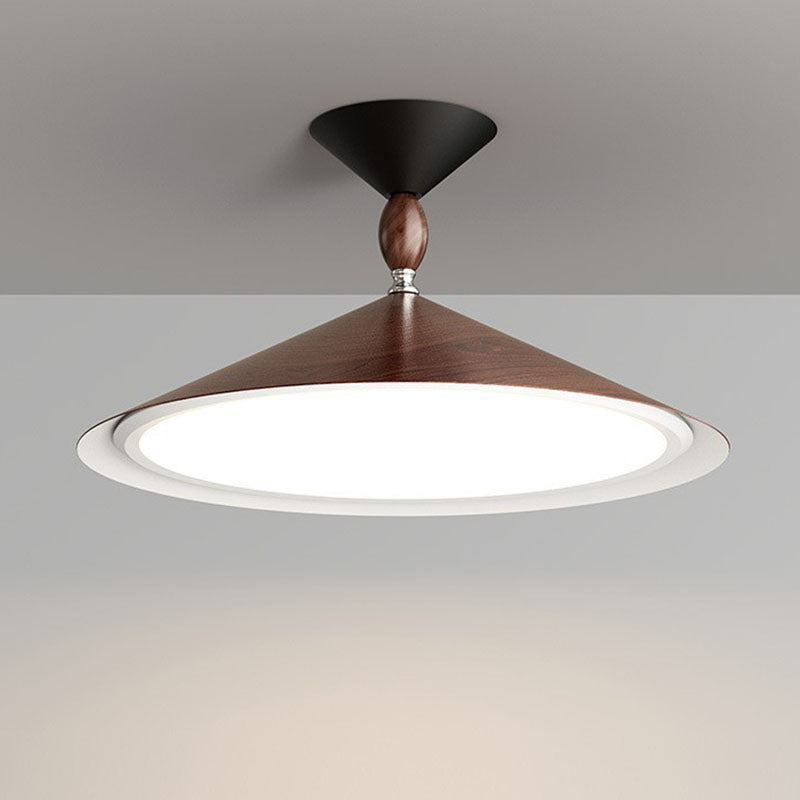 Contemporary Scandinavian Funnel Shape Aluminum Iron Acrylic LED Semi-Flush Mount Ceiling Light For Bedroom