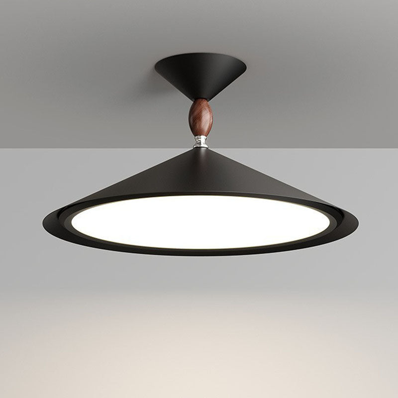 Contemporary Scandinavian Funnel Shape Aluminum Iron Acrylic LED Semi-Flush Mount Ceiling Light For Bedroom