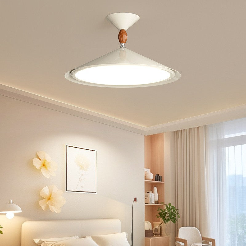 Contemporary Scandinavian Funnel Shape Aluminum Iron Acrylic LED Semi-Flush Mount Ceiling Light For Bedroom