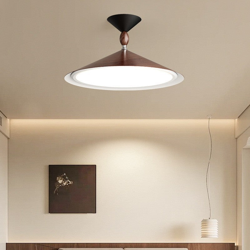 Contemporary Scandinavian Funnel Shape Aluminum Iron Acrylic LED Semi-Flush Mount Ceiling Light For Bedroom