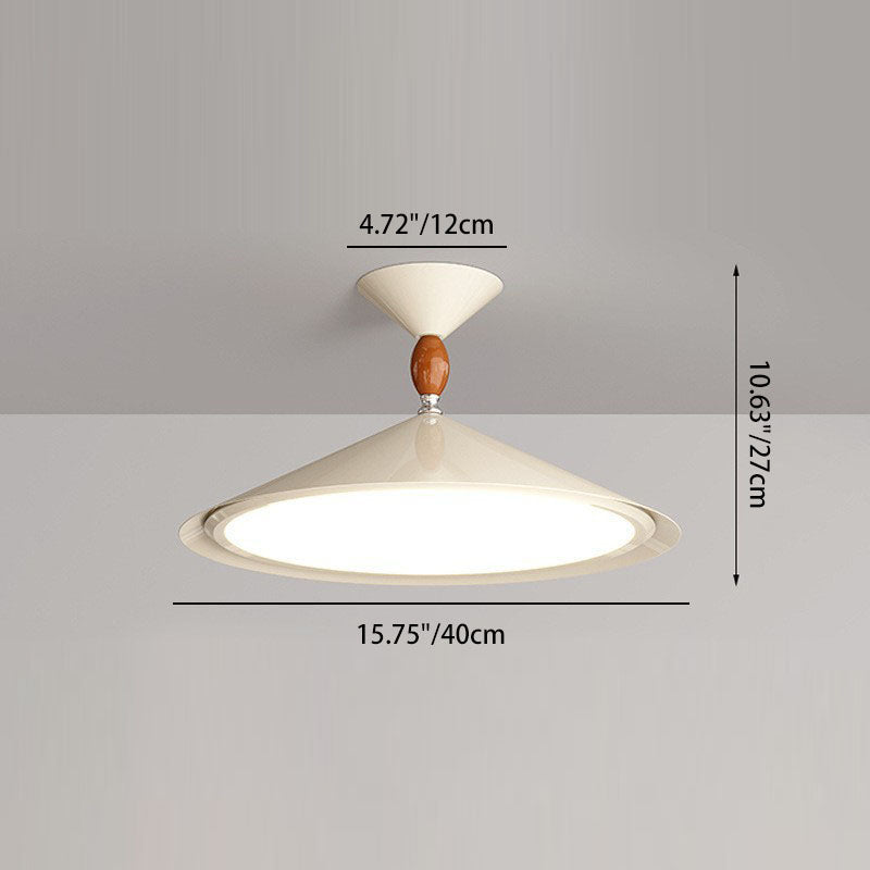 Contemporary Scandinavian Funnel Shape Aluminum Iron Acrylic LED Semi-Flush Mount Ceiling Light For Bedroom