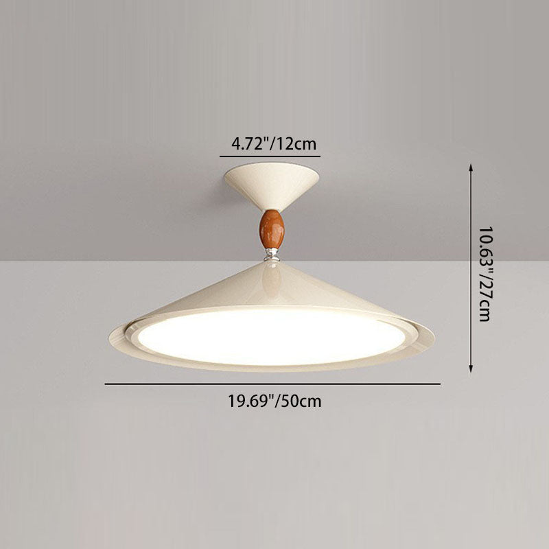 Contemporary Scandinavian Funnel Shape Aluminum Iron Acrylic LED Semi-Flush Mount Ceiling Light For Bedroom