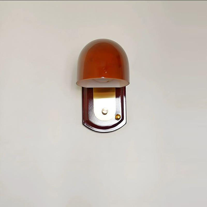 مصباح حائط خشبي عتيق تقليدي على شكل فطر زجاجي مزود بضوء واحد لغرفة النوم