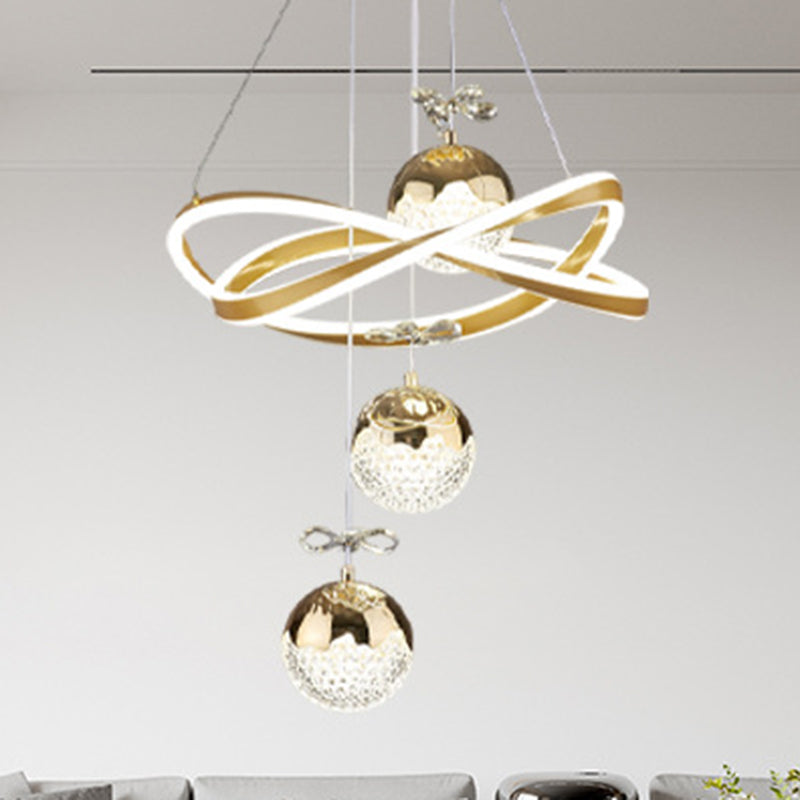 Contemporary Luxury Ball-Shaped Iron Aluminum Silicone Crystal LED Chandeliers For Living Room