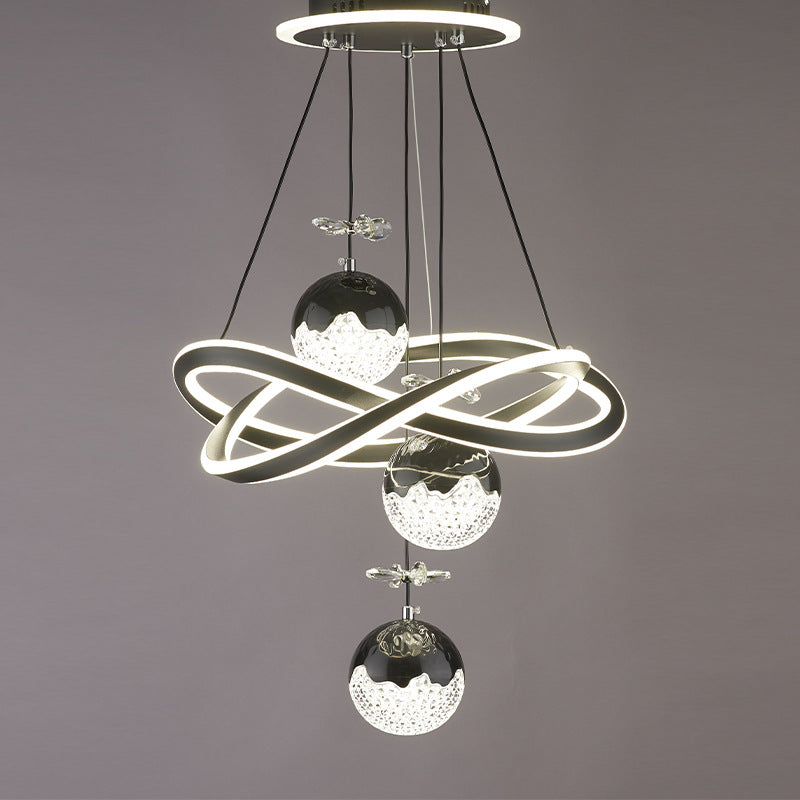 Contemporary Luxury Ball-Shaped Iron Aluminum Silicone Crystal LED Chandeliers For Living Room
