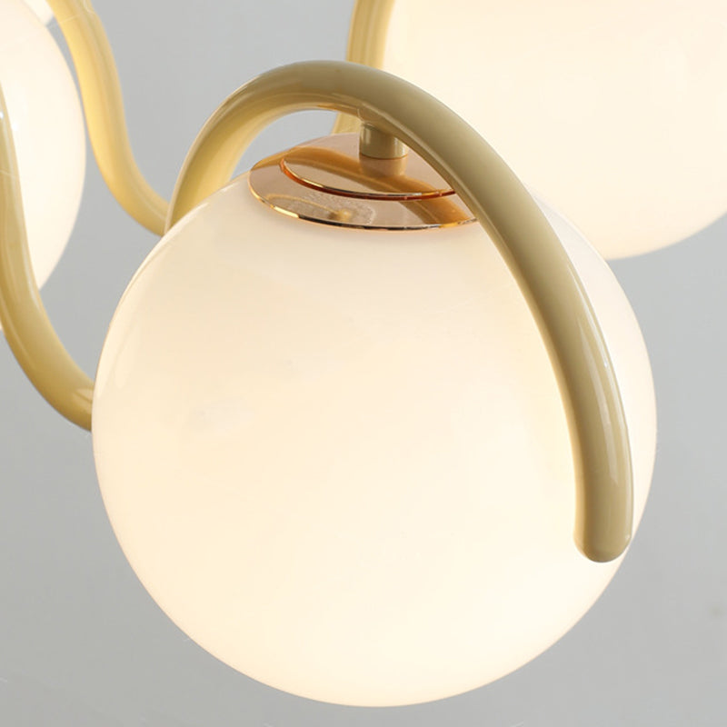 Contemporary Scandinavian Spherical Iron Glass 6-Light Chandelier For Bedroom