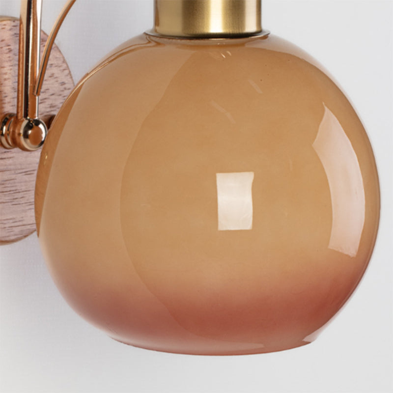 مصباح حائط دائري تقليدي عتيق مصنوع من الخشب الصلب والمعدن والزجاج ومصباح واحد لغرفة النوم