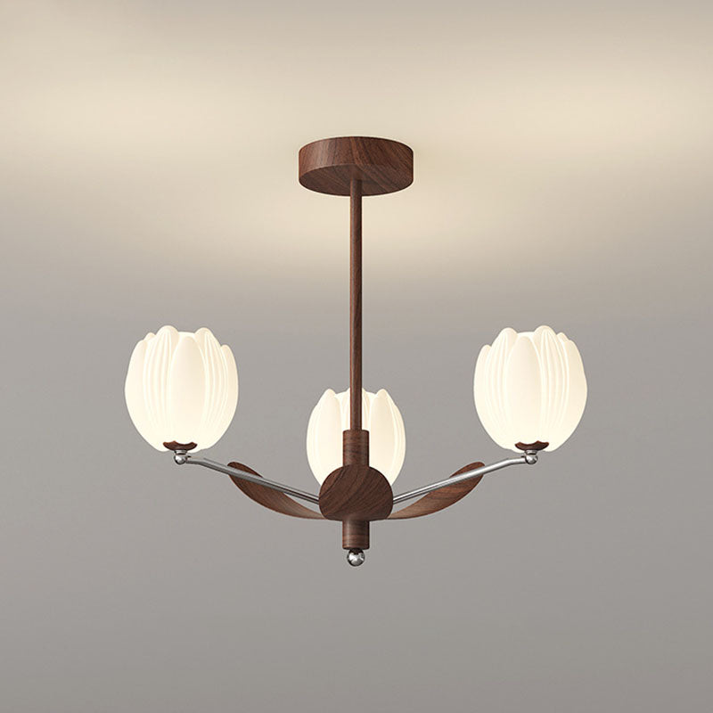 Traditional French Flower Iron Plastic LED Chandelier For Living Room