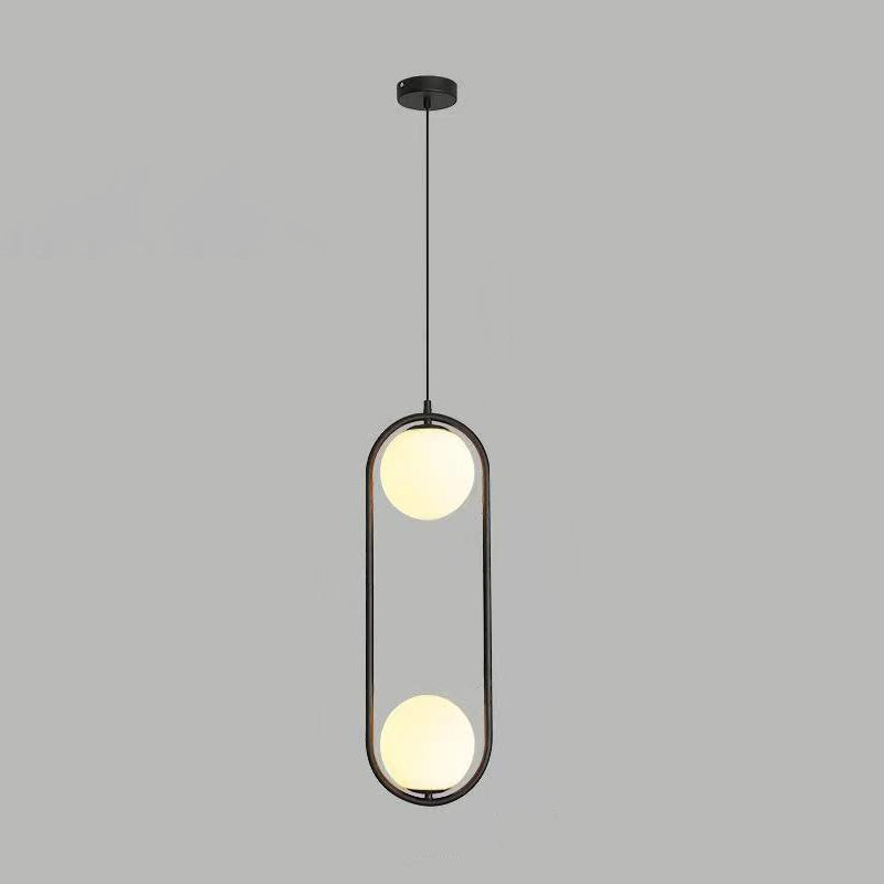 Modern Simplicity Teardrop Oval Iron Glass 1/2-Light Pendant Light For Bedroom