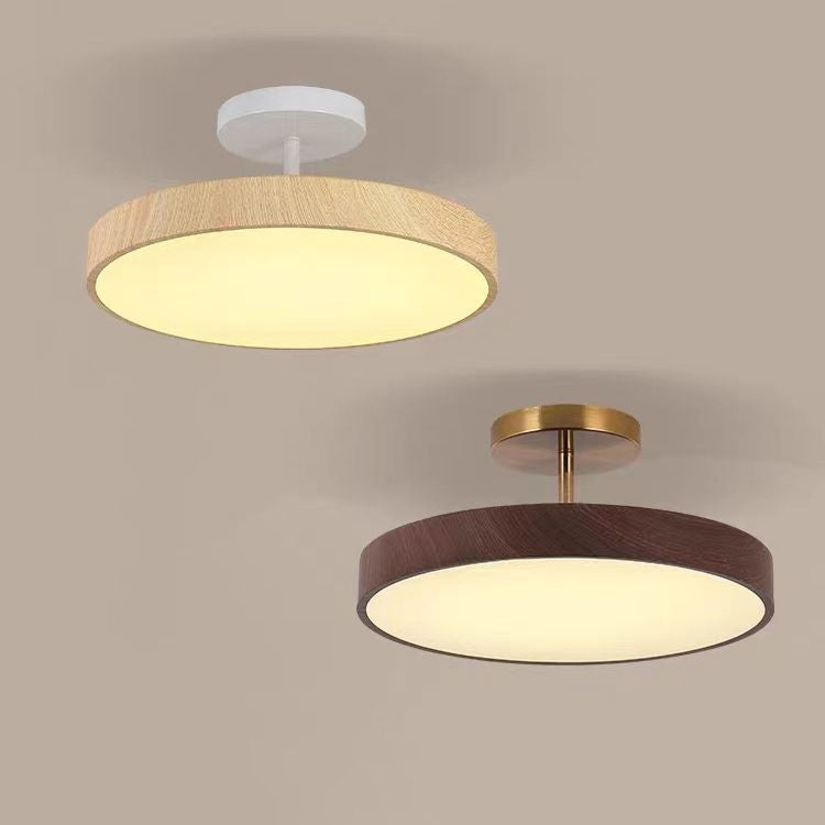 Contemporary Nordic Disc Shaped Iron PVC LED Semi-Flush Mount Ceiling Light For Bedroom