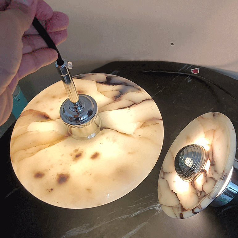 مصباح معلق معدني رخامي معاصر على شكل قرص إسكندنافي لغرفة الطعام