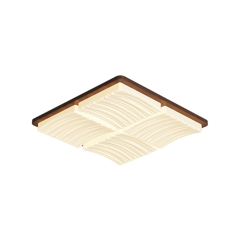 Modern Minimalist Square Wave Pattern Iron Acrylic LED Flush Mount Ceiling Light For Bedroom