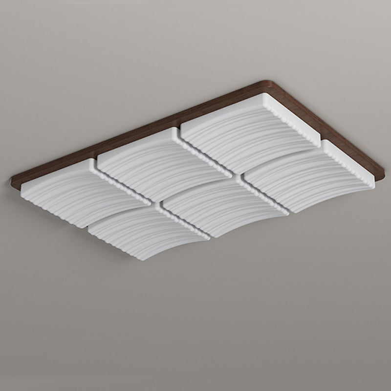 Modern Minimalist Square Wave Pattern Iron Acrylic LED Flush Mount Ceiling Light For Bedroom