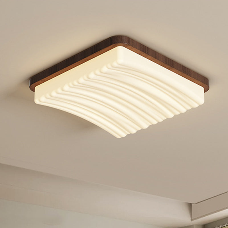 Modern Minimalist Square Wave Pattern Iron Acrylic LED Flush Mount Ceiling Light For Bedroom