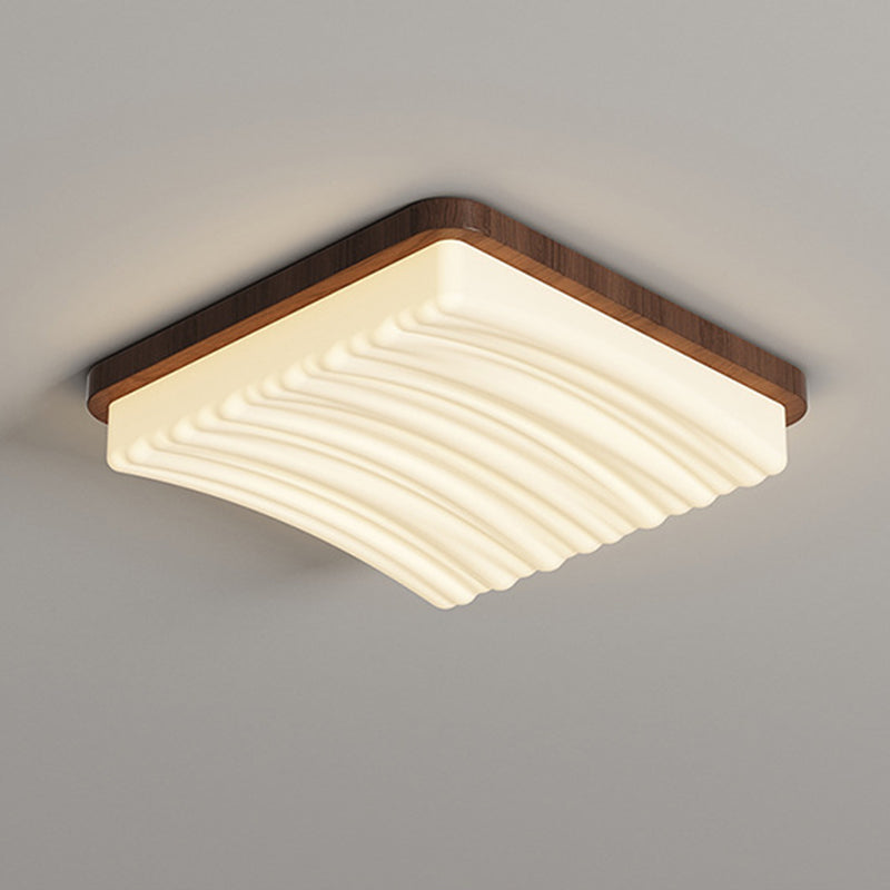 Modern Minimalist Square Wave Pattern Iron Acrylic LED Flush Mount Ceiling Light For Bedroom