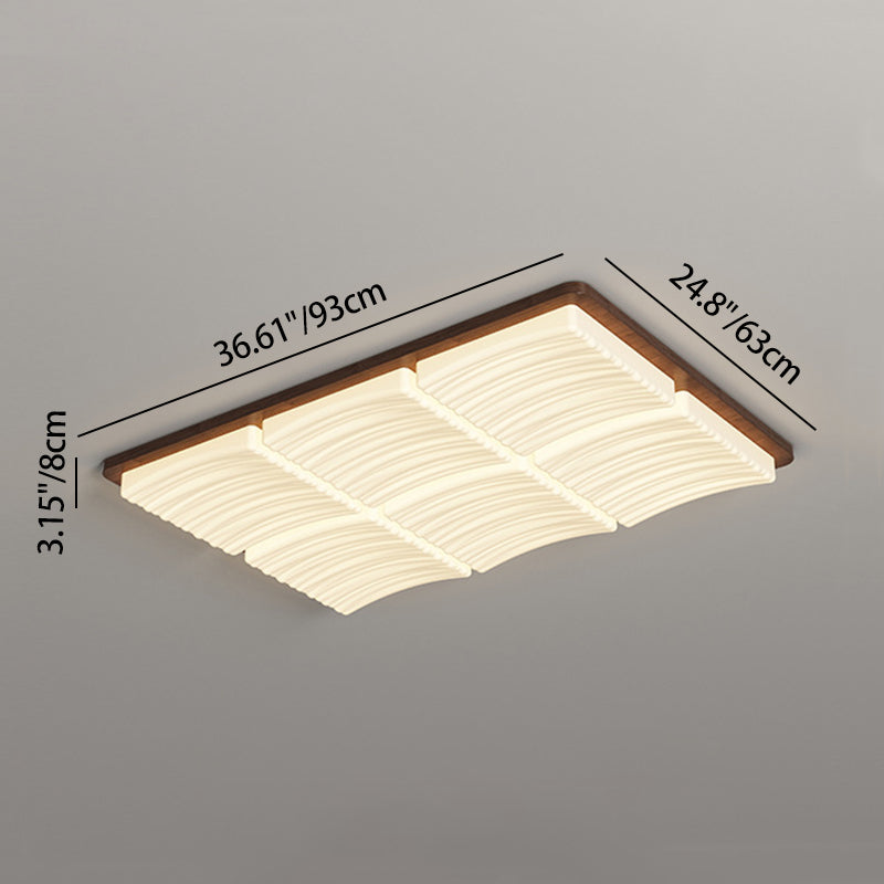 Modern Minimalist Square Wave Pattern Iron Acrylic LED Flush Mount Ceiling Light For Bedroom