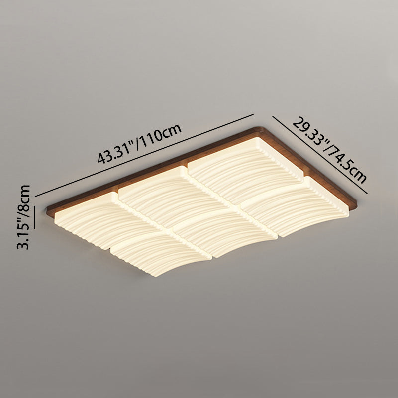 Modern Minimalist Square Wave Pattern Iron Acrylic LED Flush Mount Ceiling Light For Bedroom